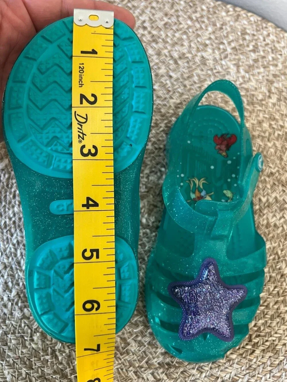 RARE Croc Isabella Ariel Little Mermaid Kids Glitter Jelly Slip-On Size 9